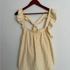 LC Lauren Conrad Yellow Striped Ruffle Blouse